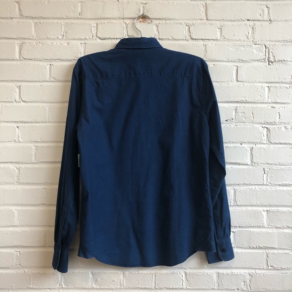 NAKED & FAMOUS denim blue button down shirt men's - Picture 5 of 5